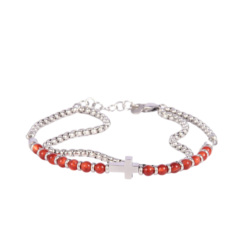 Mens Popcorn Chain & Bracelet w-Cross - Gallery 8