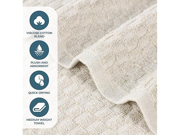 Superior 2PC Beige Juno Viscose Cotton Blend Bath Sheets