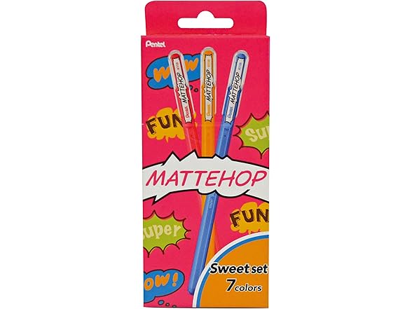 Pentel Matte Hop Sweet Color Ballpoint Pen, 7 Colors