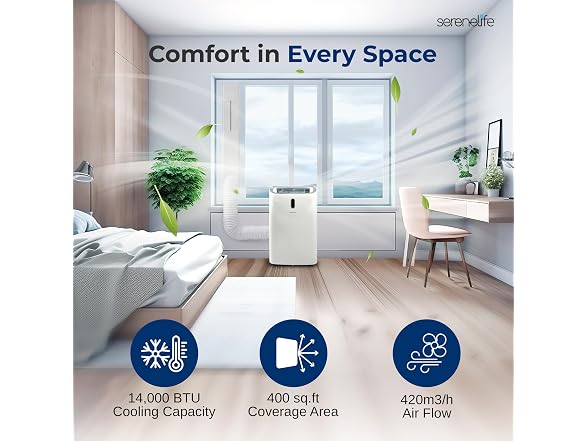 SereneLife Portable Air Conditioner, 14000 BTU ASHRAE