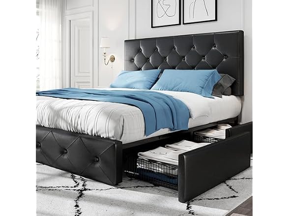 HOOMIC Queen Platform Storage Bed Frame