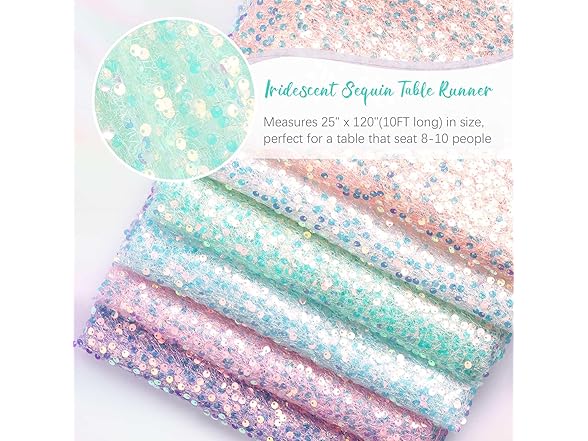 QueenDream Green Sequin Table Runner, 25x120 Inches