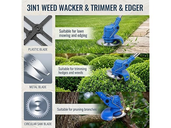 Cordless 21V 3-in-1 Weed Wacker