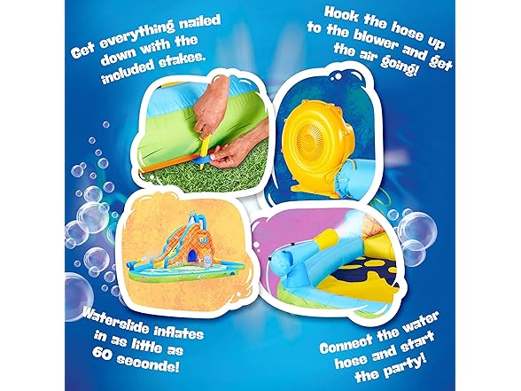 SUNNY&FUN Spongebob Deluxe Inflatable Water Slide Park