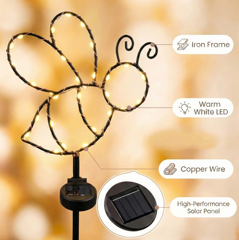 Touch Of ECO Solar Powered LED Garden Stake - Bee - Gallery 18