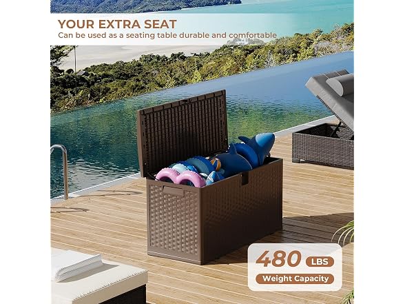 Resin Deck Box, 73 Gal Brown