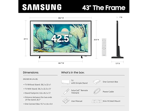 Samsung 43-Inch Class The Frame LS03F 4K QLED Smart TV (2025 (Open Box)