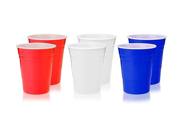 True Shatterproof Pool Cups, Red White & Blue, Set of 6