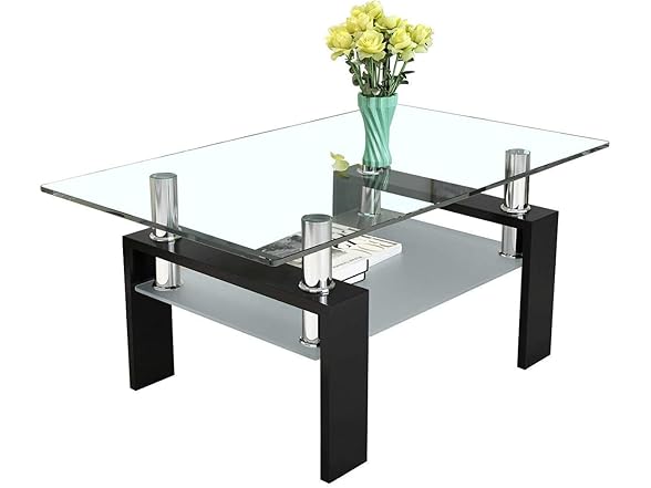 DKLGG Rectangle Glass Coffee Table