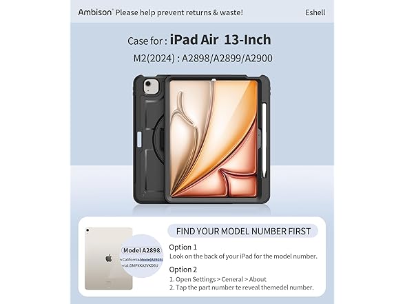 Ambison Case for iPad Air 13 inch 2024