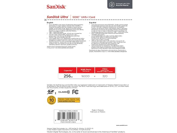 SanDisk Ultra 256GB SDXC UHS-I Card
