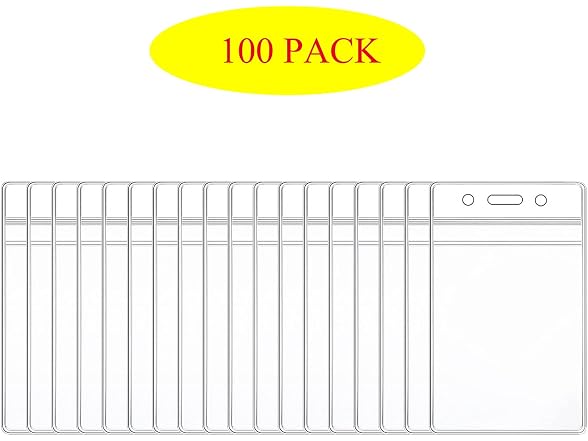 100 Pcs Clear Plastic Vertical Name Tag