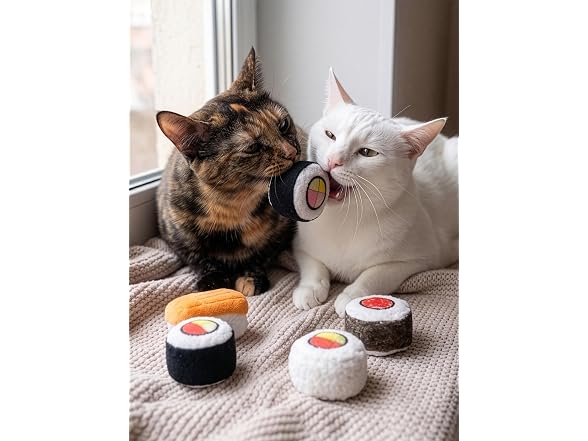 SPOT Sushi Roll Take-Out Cat Toys, Catnip