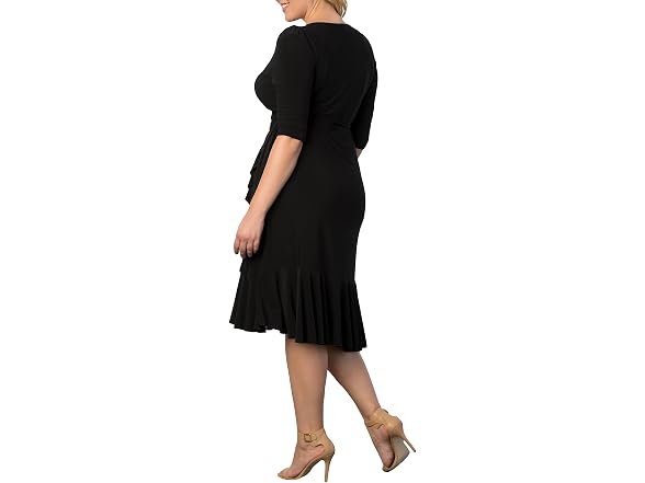 Kiyonna Women (XS) Whimsy Ruffled Midi Wrap Dress