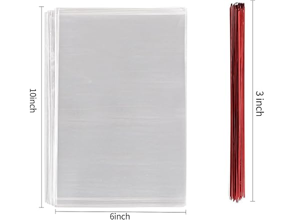 200 Pcs 10 in x 6 in(1.4mil.) Cellophane Treat Bags