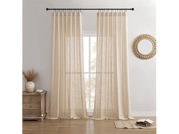 Joydeco Linen Curtains 96" Long 2 Panels
