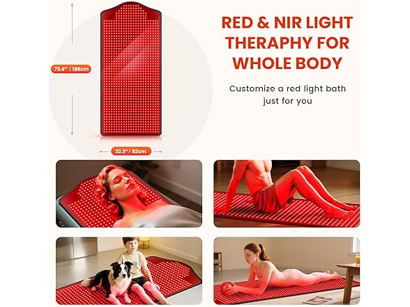 Red Light Therapy Mat 73x32 Full Body 1090LED