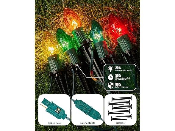 Brightown C9 Christmas Pathway Lights Outdoor, 25.7ft
