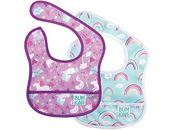 Bumkins Bibs, 3-9 M, Unicorns & Rainbows