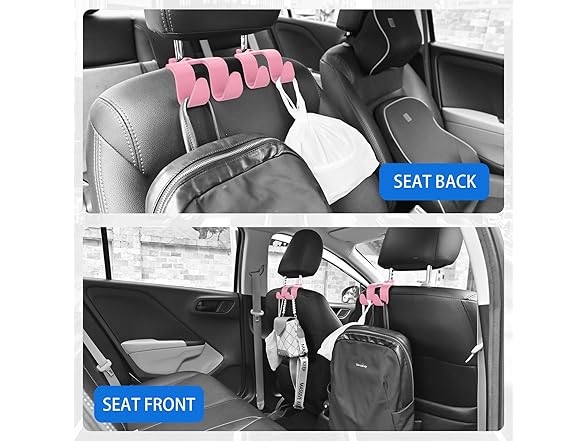 2 in 1 Car Storage Headrest Hanger Holder, Pink