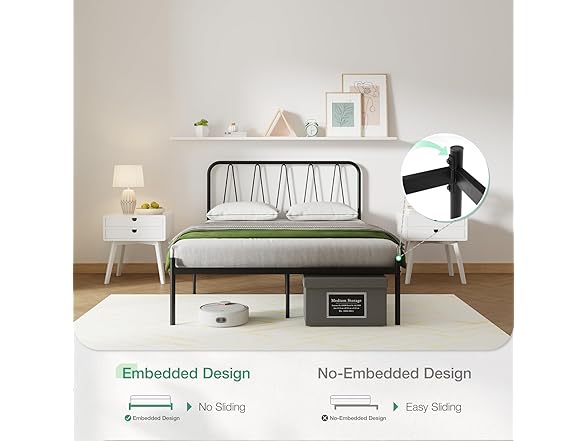 Novilla Queen Size Bed Frame with Modern Headboard