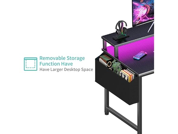 Lufeiya 40in Gaming Desk w/LED Lights
