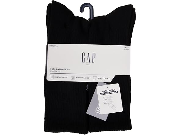 Original Air Channel Crew Socks, 6-Pack Adult Socks, Comfortable & Stretchy