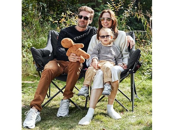EVER ADVANCED Black Double Camping Chair
