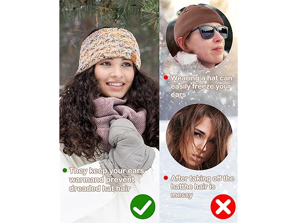 MUTKIS Winter Headbands  3 Pack Fleece Lined