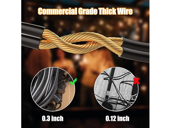 Lakumu Outdoor String Lights 96FT(48×2)