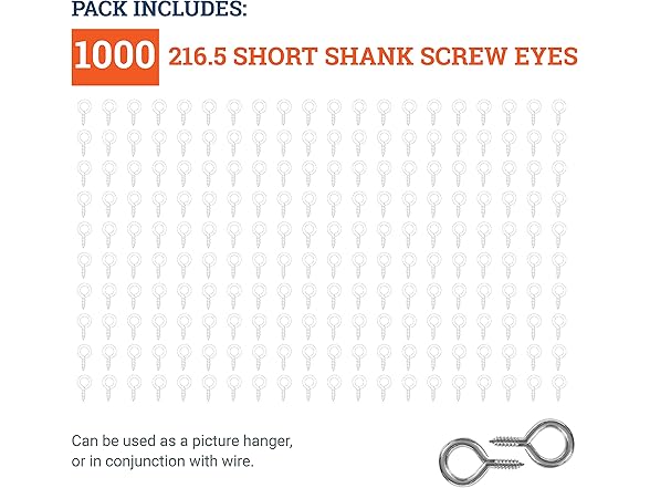 Small Screw Eye 1000Pk 9/16" Hooks