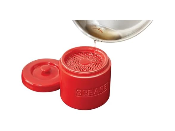 Fox Run Porcelain Bacon Grease Container with Strainer