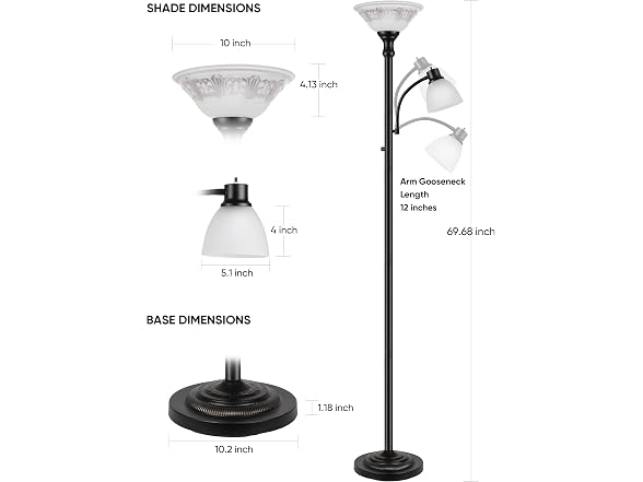 PARTPHONER Torchiere Floor Lamp