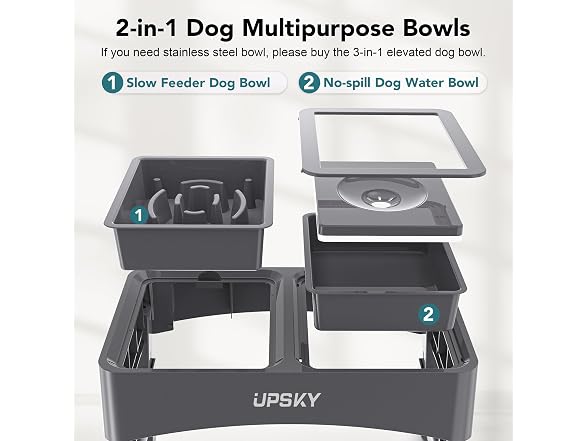 UPSKY 2-in-1 Elevated Dog Bowls Set