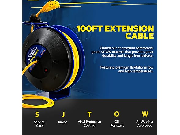 Goodyear Extension Cord Reel Retractable 14AWG x 100'