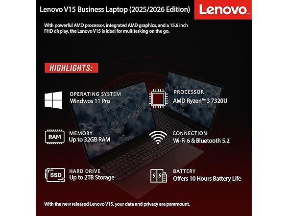 Lenovo 2026 V15 Business and Student Laptop