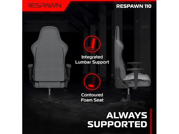 Respawn 110 Ergonomic Gaming Chair, Gray Fabric