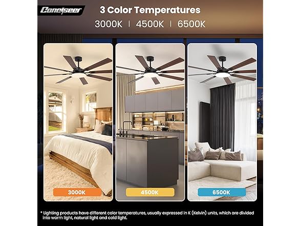 Conciseer 72in Ceiling Fan 5CCT Remote