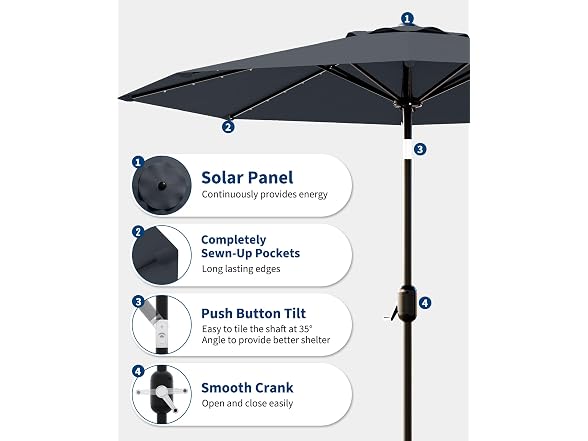 GarveeLife 10 ft Patio Umbrella with Solar Lights