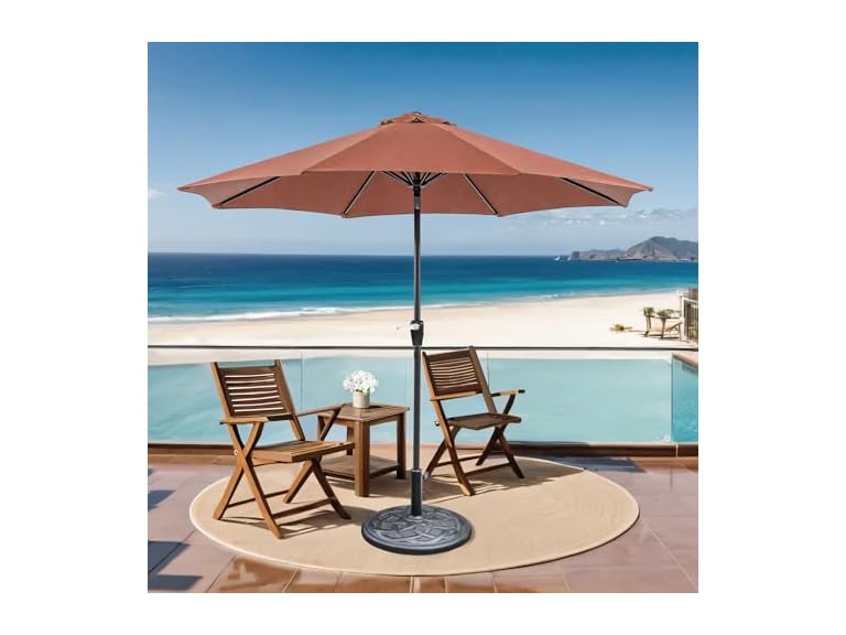 Parrot Uncle LA-A009RD+BASE Large Outdoor Patio Umbrella w
