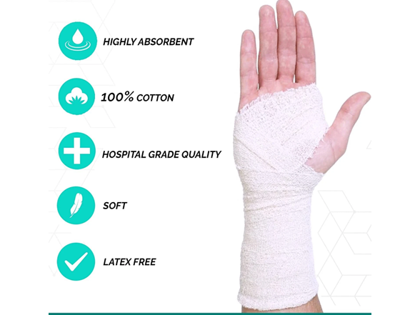 Cotton Gauze Bandage Roll 4.5" 16-Pack