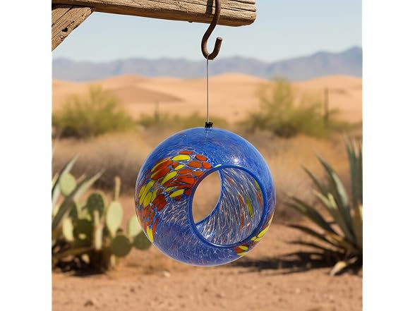 Sunnydaze Fire & Ice Solar Glass Bird Feeder