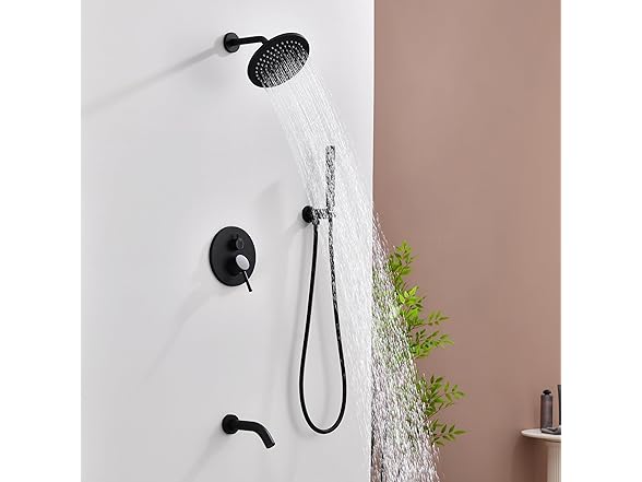 Shower System with Tub Spout, Shower Faucet Set, 8"