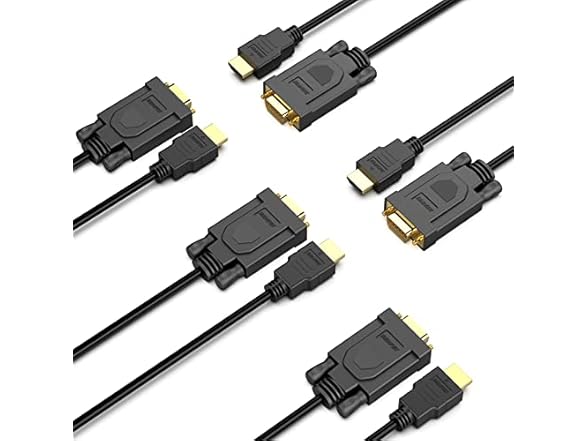 (5 PACK) HDMI to VGA 6FT Uni-Directional HDMI (Source) to VGA (Display) Cable (Male to Male)