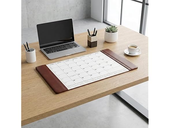 Dacasso Leather Desk Calendar pad, 25.5 x 17.25, Mocha - Gallery 3