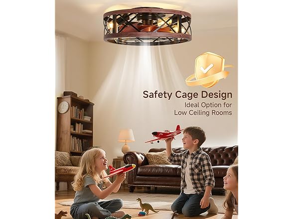 AQUBT Caged Ceiling Fan with Light | 19In