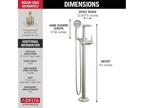 Delta Faucet T4771-SS-PR-FL Galeon Tub Filler