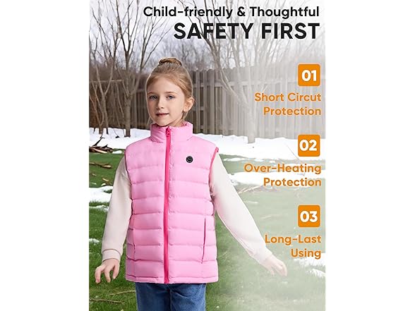 ORRNIKKO Kids Heated Vest (Pink, S)