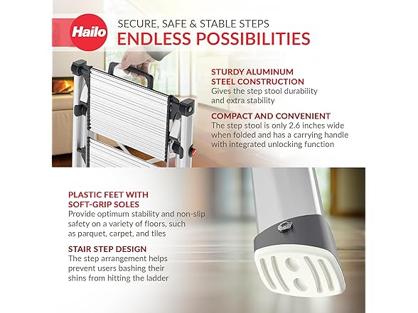 Hailo MK80 Mini (Aluminum) Mini Steel Step Stool