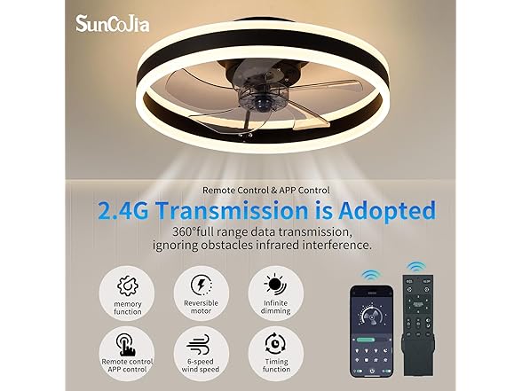 SUNCOJIA 20" Modern Flush Mount Fandelier